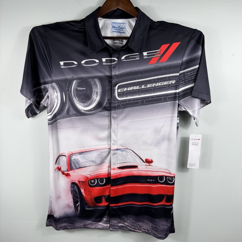 David Carey Originals Button Down Shirt- Mens Medium- Red Dodge Challenger-NWT